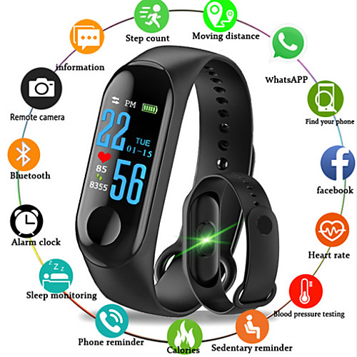 

M3 Smart Watch BT 4.0 Fitness Tracker Support Notify & Blood Pressure Measurement Waterproof Wristband for Android & IOS Mobiles