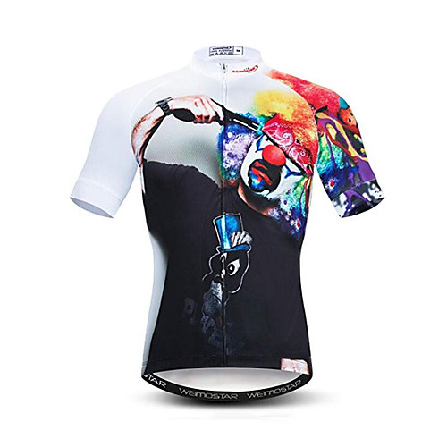 

21Grams Clown Men's Short Sleeve Cycling Jersey - Black / White Bike Jersey Top Breathable Quick Dry Moisture Wicking Sports Elastane Polyester Mountain Bike MTB Road Bike Cycling Clothing Apparel
