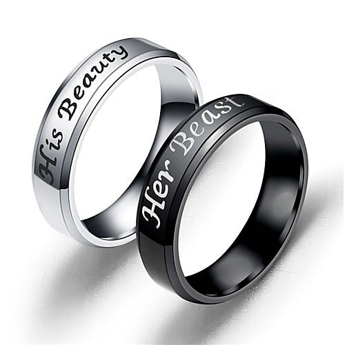 

Couple's Couple Rings Ring 1pc Black Silver Stainless Steel Circular Basic Fashion Gift Daily Jewelry Letter Cool