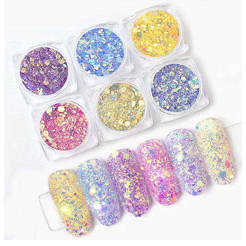 

1 Box Light Color Change Nail Glitter Sequins Ultraviolet Light Gradient Holographic Hexagon Flakes Manicure Nail Art Decoration
