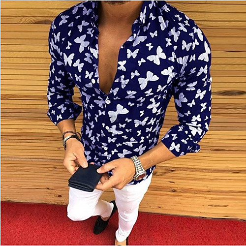 

Men's Geometric Shirt Daily Black / Blue / Khaki / Long Sleeve