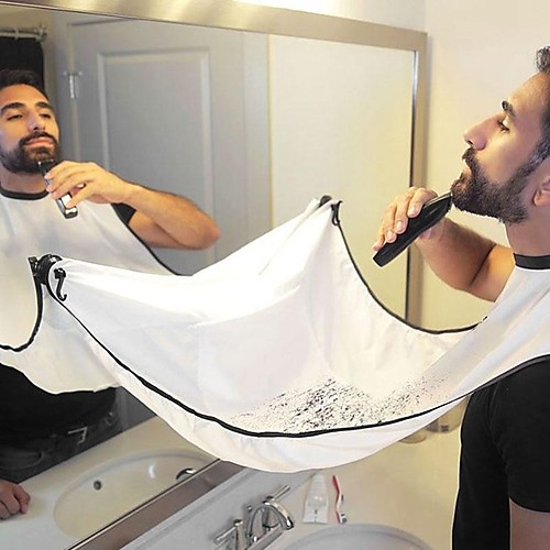 

Man Bathroom Apron Black Beard Apron Hair Shave Apron for Man Waterproof Floral Cloth Household Cleaning Protecter