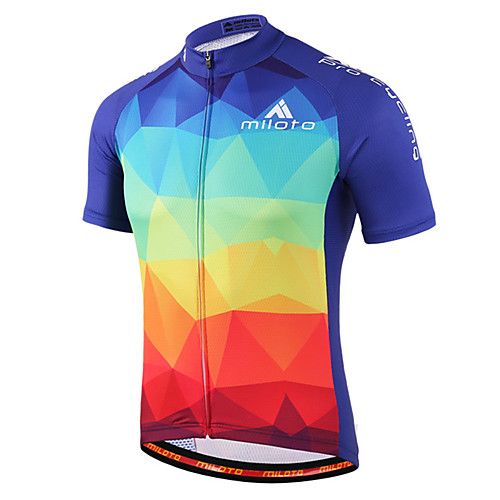 

Miloto Men's Women's Short Sleeve Cycling Jersey Purple Yellow BlueRed Gradient Plus Size Bike Shirt Sweatshirt Jersey Breathable Quick Dry Reflective Strips Sports 100% Polyester Mountain Bike MTB