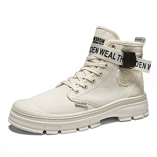 

Men's Combat Boots Fall & Winter Casual / Vintage Daily Outdoor Boots Canvas Breathable Non-slipping Wear Proof Booties / Ankle Boots Black / Khaki / Beige