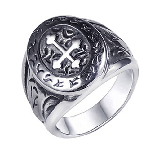

Men's Band Ring Ring Tail Ring 1pc Silver Titanium Steel Circular Basic Fashion Gift Daily Jewelry Cross Cool