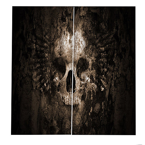 

Hot Selling Halloween 3D Digital Printing Window Curtain Minatory Skull Luxury Party Decor Curtains Custom Ready Made