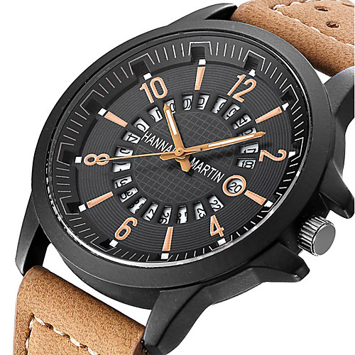 

Men's Dress Watch Quartz Sporty Stylish PU Leather Black / Orange / Brown Calendar / date / day Analog Fashion Skeleton - Black Orange Brown One Year Battery Life / Stainless Steel