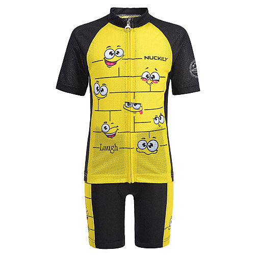 

Nuckily Boys' Girls' Short Sleeve Cycling Jersey with Shorts - Kid's Black / Yellow Cartoon Bike Clothing Suit Breathable Moisture Wicking Quick Dry Anatomic Design Sports Spandex Cartoon Mountain