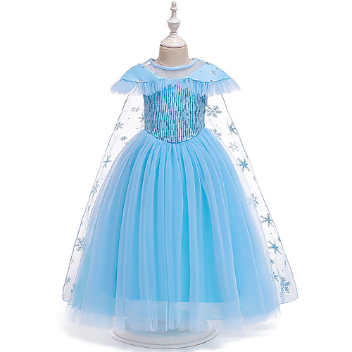 

Princess Flapper Dress Dress Party Costume Girls' Movie Cosplay Cosplay Costume Party Blue Dress Christmas Children's Day New Year Polyester Organza