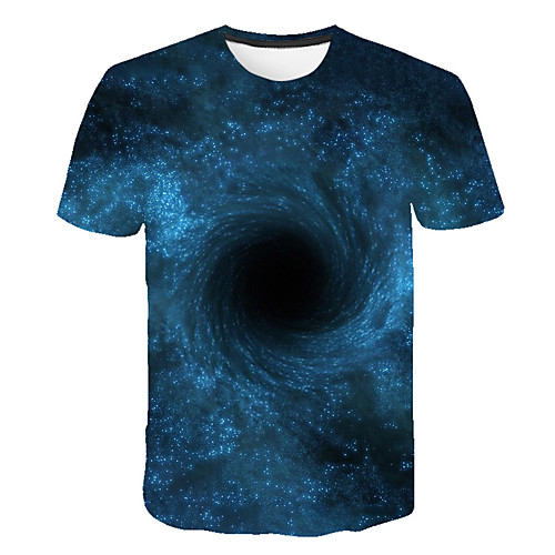 

Men's Graphic Print T-shirt Street chic Exaggerated Club Beach Round Neck Blue / Summer / Short Sleeve