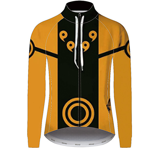 

21Grams Naruto Men's Long Sleeve Cycling Jersey - Orange Bike Jersey Top UV Resistant Breathable Quick Dry Sports Winter Fleece 100% Polyester Mountain Bike MTB Clothing Apparel / Micro-elastic