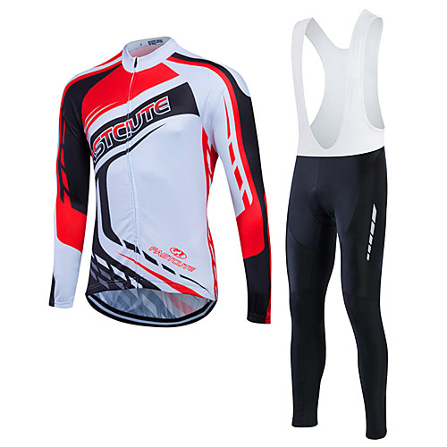 

Fastcute Men's Long Sleeve Cycling Jersey Black Green Purple Bike Clothing Suit Thermal / Warm Windproof Fleece Lining Breathable 3D Pad Winter Sports Polyester Velvet Fleece Sports Mountain Bike MTB