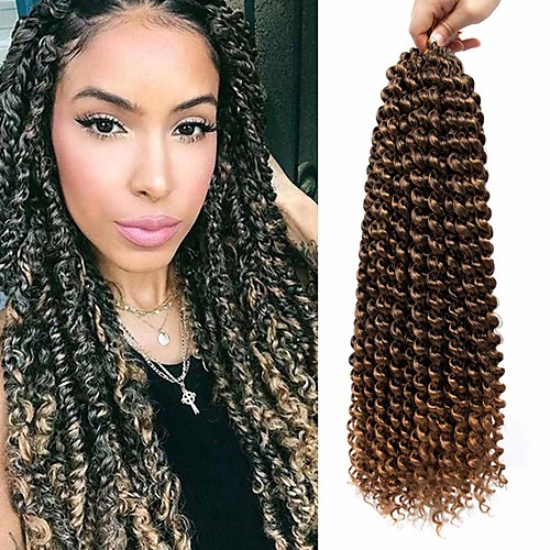 

Twist Braids Afro Kinky Braids Curly Braids Curly Box Braids Natural Color Synthetic Hair Braiding Hair 3-Pack Heat Resistant Ombre Hair