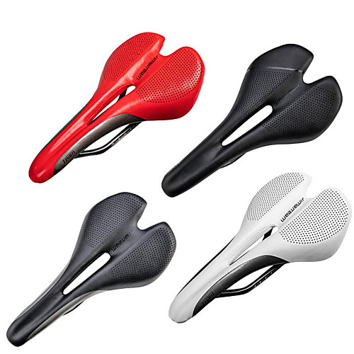 

JIMAITEAM Bike Saddle / Bike Seat Extra Wide / Extra Large Breathable Cycling Professional PU Leather Carbon Fiber PU(Polyurethane) Cycling Road Bike Mountain Bike MTB BMX White Black Red / Ergonomic