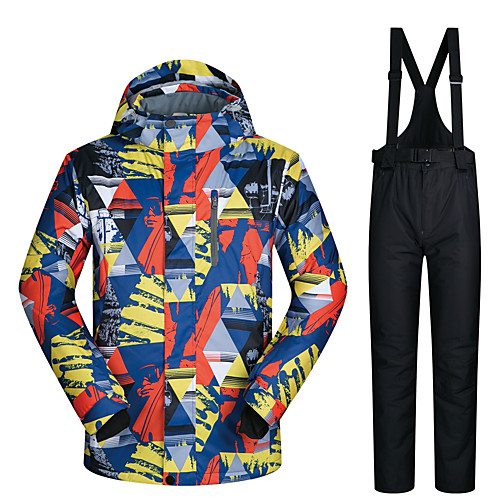

MUTUSNOW Men's Ski Jacket with Pants Skiing Snowboarding Winter Sports Waterproof Windproof Warm Polyester Clothing Suit Ski Wear