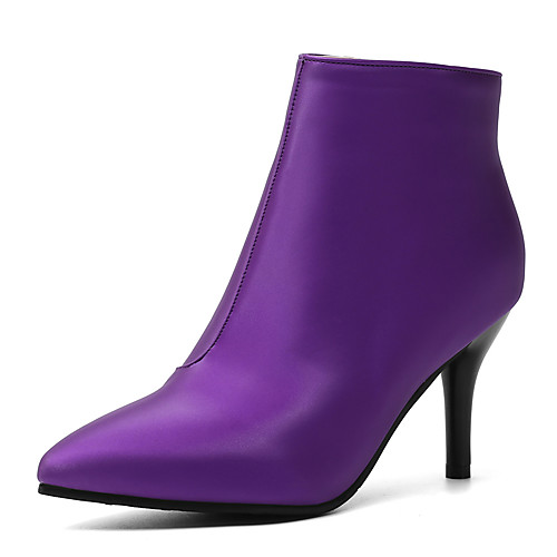 

Women's Boots Pumps Pointed Toe Booties Ankle Boots Classic Daily PU Solid Colored Black Purple Beige