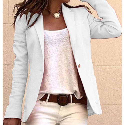 

Women's Blazer Solid Colored Polyester Coat Tops White / Black / Red