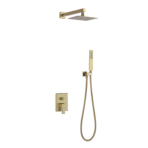 

Shower Faucet Set - Rainfall Contemporary Nickel Brushed Wall Mounted Ceramic Valve Bath Shower Mixer Taps / Brass / Single Handle Three Holes