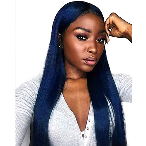 

Synthetic Lace Front Wig Straight Free Part Lace Front Wig Long Blue Synthetic Hair 18-26 inch Women's Adjustable Heat Resistant Party Blue