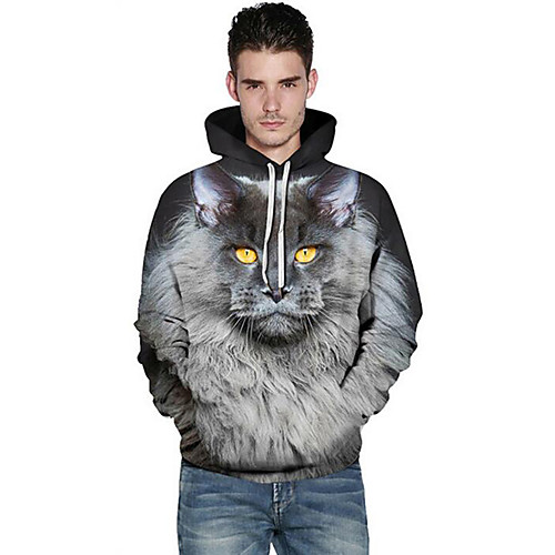 

Men's Plus Size Hoodie Color Block 3D Hooded Casual Streetwear Hoodies Sweatshirts Gray