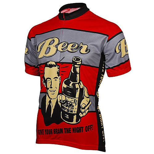 

21Grams Men's Short Sleeve Cycling Jersey Jacinth Gray Oktoberfest Beer Bike Top Mountain Bike MTB Road Bike Cycling UV Resistant Breathable Quick Dry Sports Clothing Apparel / Micro-elastic