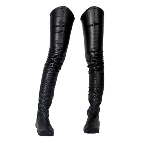 

Women's Boots Over-The-Knee Boots Block Heel Round Toe PU Thigh-high Boots Fall & Winter Black