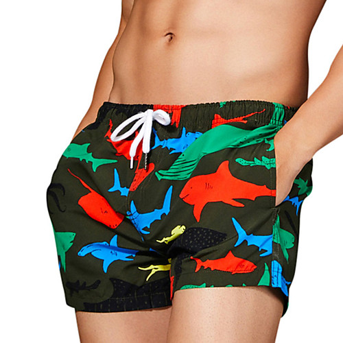 

Men's Swim Shorts Elastane Bottoms UV Sun Protection Quick Dry Swimming Surfing Beach Painting Summer