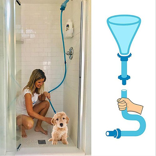 

Dog Cat Cleaner Hose Attachment Rinser Sprinkler Shower & Bath Accessories Silica Gel Baths Warm Double-Sided Washable Pet Grooming Supplies Blue One-piece Suit