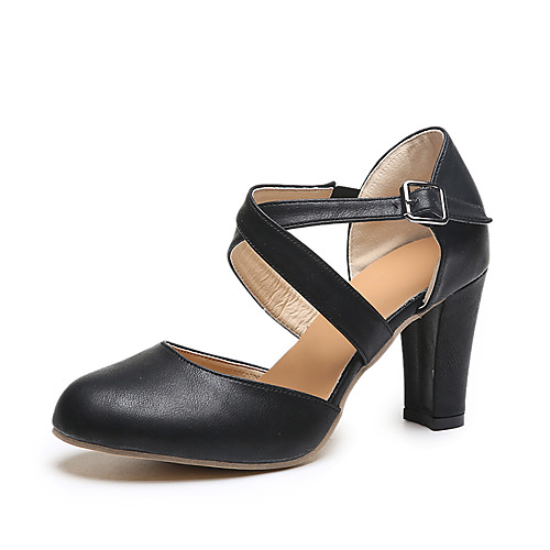 

Women's Heels Chunky Heel Pointed Toe Faux Leather / PU Fall / Spring & Summer Black / Blue / Gray / Daily / 2-3