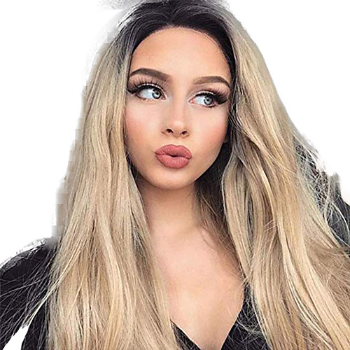 

Synthetic Lace Front Wig Straight Side Part Lace Front Wig Blonde Long Black / Gold Synthetic Hair 18-26 inch Women's Adjustable Heat Resistant Party Blonde