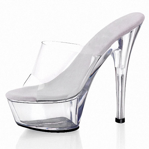

Women's Sandals Cone Heel Peep Toe Rhinestone PVC Classic / Minimalism Summer Clear / Wedding
