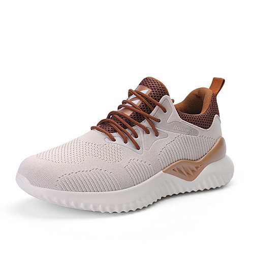 

Men's Spring & Summer Sporty Athletic Trainers / Athletic Shoes Running Shoes Elastic Fabric / Tissage Volant Non-slipping Black and White / Black / Beige