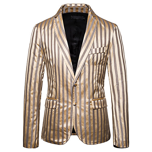 

White / Black / Gold Slim Polyester Men's Suit - V Neck