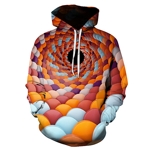 

Men's Plus Size Hoodie Geometric 3D Hooded Casual Streetwear Hoodies Sweatshirts Rainbow