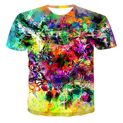 

Men's T shirt 3D Short Sleeve Daily Tops Rainbow