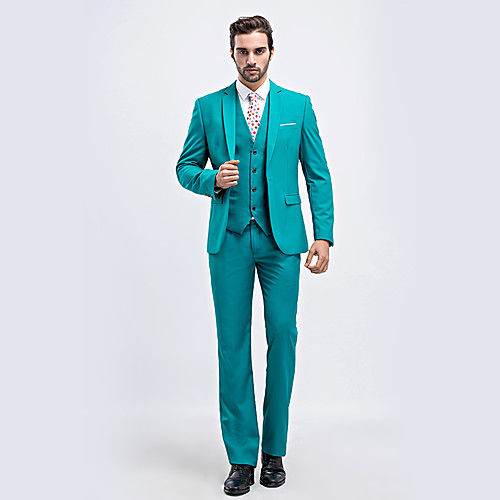 

Jade Solid Colored Standard Fit Polyester Suit - Notch Single Breasted One-button / Suits