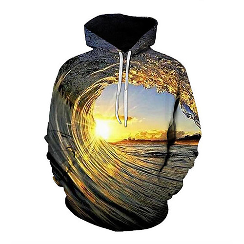 

Men's Hoodie Color Block 3D Casual Streetwear Hoodies Sweatshirts Camel