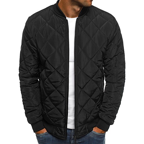 

Men's Padded Hiking jacket Winter Outdoor Diamond Quilted Windproof Warm Soft Comfortable Winter Jacket Top Cotton Full Zipper Camping Hiking Hunting Fishing Black Red Army Green Burgundy