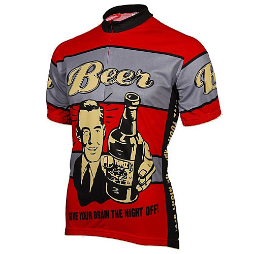 

21Grams Men's Short Sleeve Cycling Jersey RedBrown Retro Oktoberfest Beer Bike Top Mountain Bike MTB Road Bike Cycling UV Resistant Breathable Quick Dry Sports Clothing Apparel / Micro-elastic