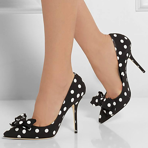

Women's Heels Stiletto Heel Pointed Toe Bowknot Polyester Classic Spring & Fall Black