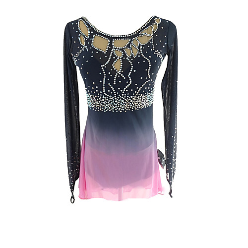 

Figure Skating Dress Women's Girls' Ice Skating Dress Dark Grey Halo Dyeing Spandex Micro-elastic Professional Competition Skating Wear Handmade Sequin Long Sleeve Figure Skating