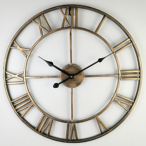 

Modern Contemporary Plastic & Metal Round Indoor Other Battery Powered Decoration Wall Clock Antique Copper No