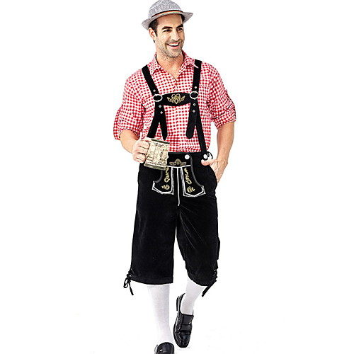 

Oktoberfest Beer Outfits Lederhosen Men's Women's Blouse Pants Bavarian Costume Brown black Red / black RedBrown