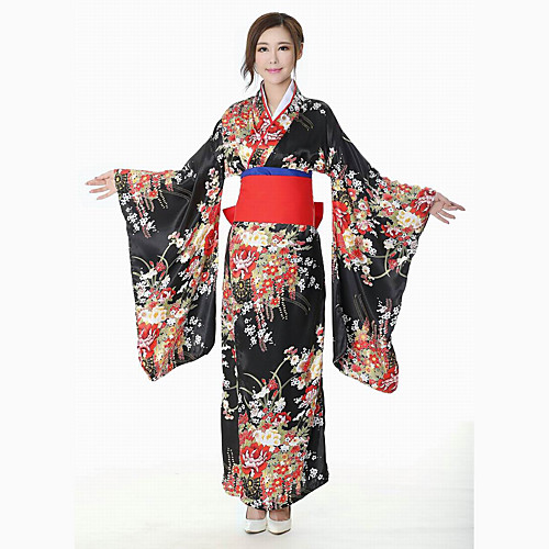 

Geisha Adults' Women's Kimonos Vacation Dress Dress Outfits Japanese Traditional Kimono For Party Halloween Cosplay Costumes Faux Silk Halloween Carnival Masquerade Dress Bow Sash / Ribbon