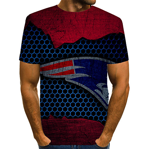 

Men's Color Block 3D Print T-shirt Street chic Exaggerated Going out Round Neck Rainbow / Summer / Short Sleeve