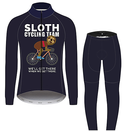 

21Grams Animal Sloth Men's Long Sleeve Cycling Jersey with Tights - Black Bike Clothing Suit UV Resistant Breathable Quick Dry Sports Winter 100% Polyester Mountain Bike MTB Clothing Apparel