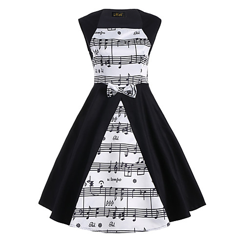 

Vintage Inspired Vacation Dress Dress Prom Dress Women's Spandex Costume Black Vintage Cosplay Sleeveless