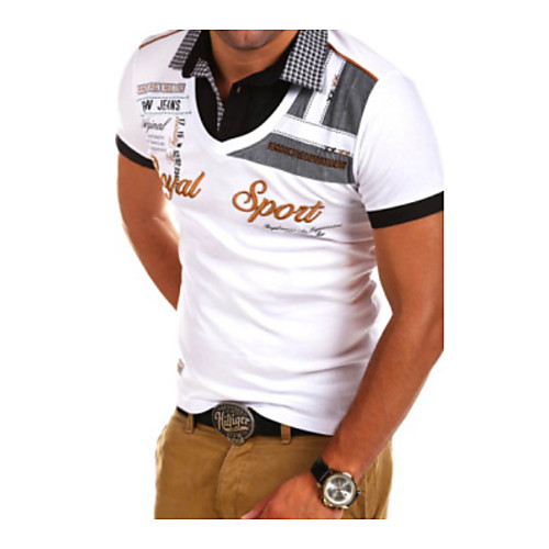 

Men's Polo Letter Embroidered Short Sleeve Daily Tops White Black Blue
