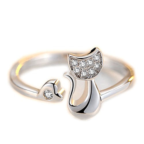 

Women's Ring Open Ring 1pc White Silver Circular Basic Korean Fashion Festival Jewelry Animal Lovely