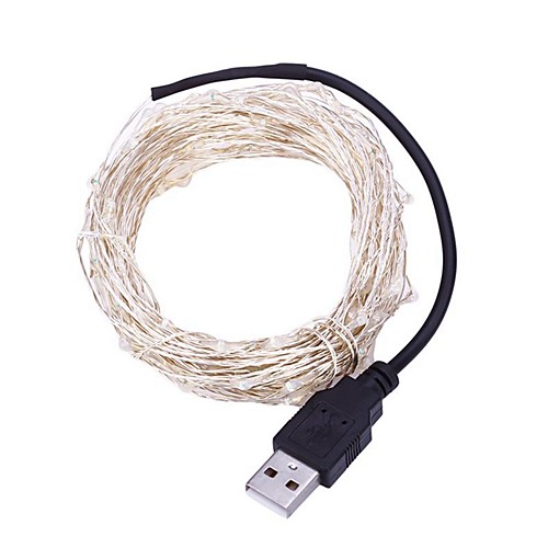 

5M 50Leds USB powered Silver copper wire String Lights Christmas Garland Fairy Holiday Party Wedding Xmas Decoration Lights